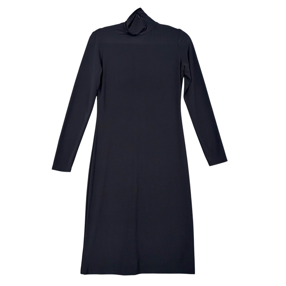 Norma Kamali Black Long Sleeve Turtleneck Midi Dress NK486104 Womens Small